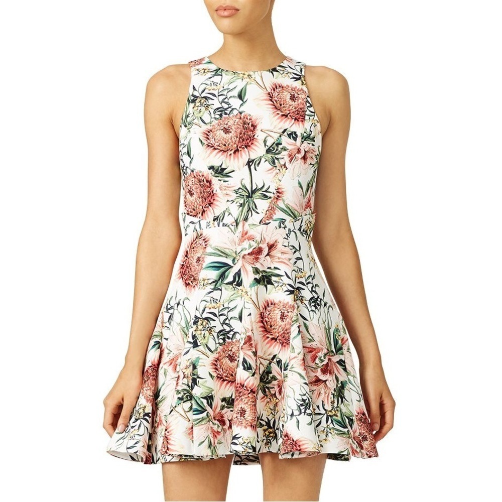 STYLESTALKER Orange Flora Floral Jacquard Sleeveless Fit Flare Dress EUC Size XS
